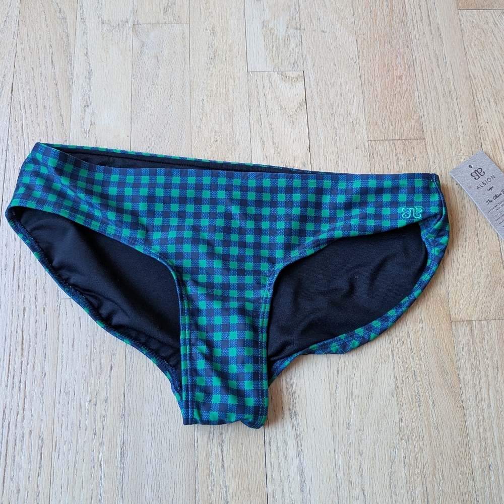 Albion Blue and Green Plaid Bikini Bottom